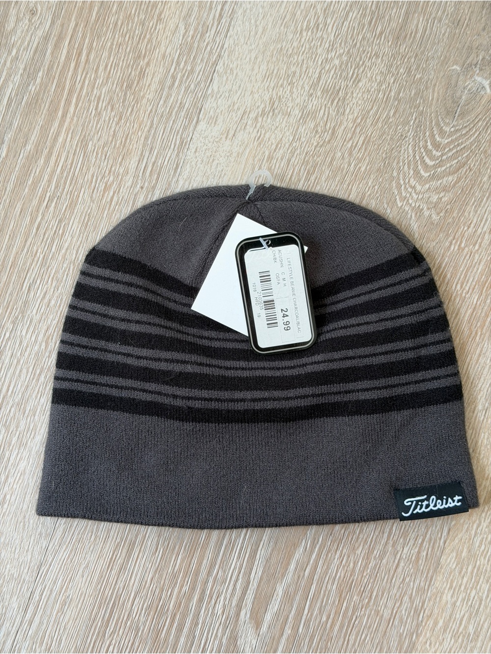 Titleist Gray Beanie with Black Stripes